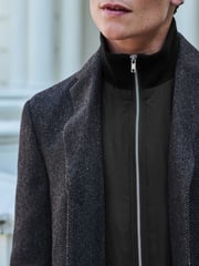 Navy Blue Signature Wool Rich Textured Epsom Overcoat - Image 4 of 12