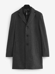 Charcoal Grey Signature Wool Rich Textured Epsom Overcoat - Image 6 of 10