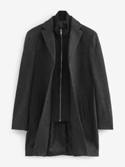 Charcoal Grey Signature Wool Rich Textured Epsom Overcoat - Image 7 of 10