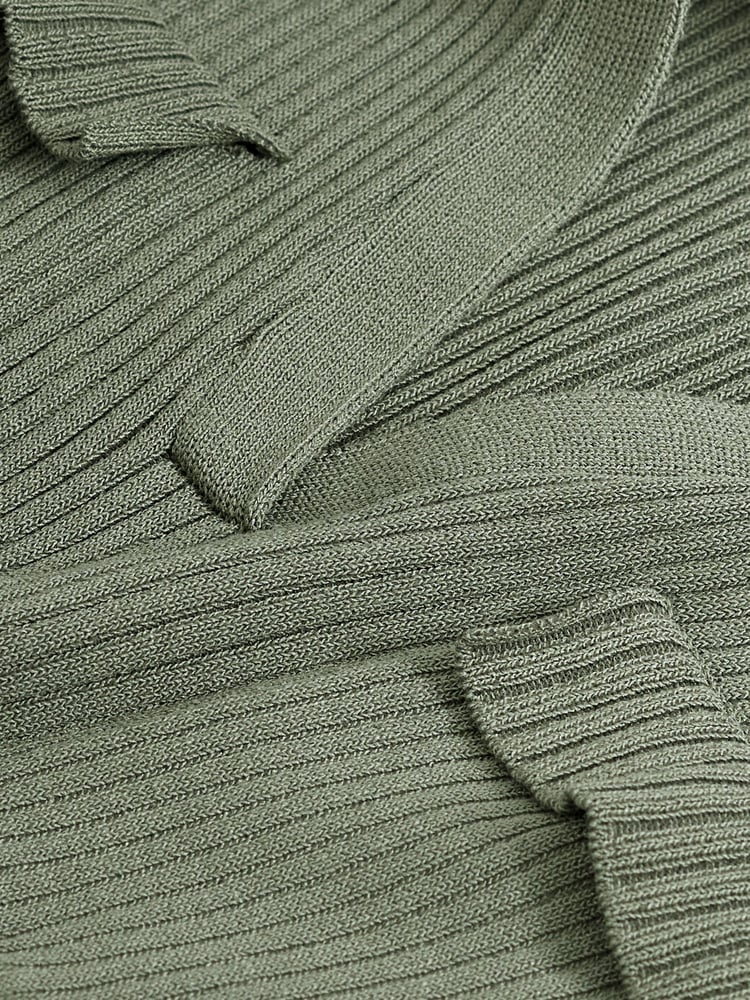 Khaki Green Ribbed Button Detail Knit Utility Midi Dress - Image 6 of 6 Khaki Green Ribbed Button Detail Knit Utility Midi Dress - Image 6 of 6