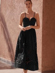Black Broderie Bandeau Midi Dress - Image 1 of 8