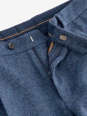 Bright Blue Slim Fit Nova Fides Wool Blend Herringbone Suit: Trousers - Image 10 of 11