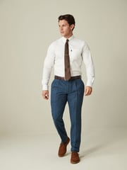 Bright Blue Slim Fit Nova Fides Wool Blend Herringbone Suit: Trousers - Image 2 of 11