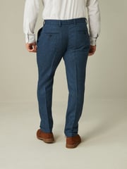 Bright Blue Slim Fit Nova Fides Wool Blend Herringbone Suit: Trousers - Image 3 of 11