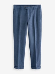 Bright Blue Slim Fit Nova Fides Wool Blend Herringbone Suit: Trousers - Image 7 of 11