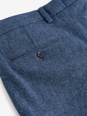 Bright Blue Slim Fit Nova Fides Wool Blend Herringbone Suit: Trousers - Image 9 of 11