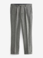 Grey Slim Fit Nova Fides Wool Blend Herringbone Suit: Trousers - Image 5 of 9