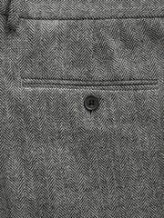 Grey Slim Fit Nova Fides Wool Blend Herringbone Suit: Trousers - Image 7 of 9