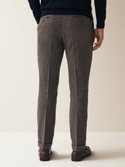 Brown Slim Wool Blend Puppytooth Suit Trousers - Image 2 of 9