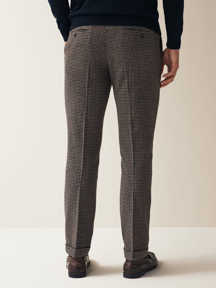 Brown Slim Wool Blend Puppytooth Suit Trousers - Image 2 of 9