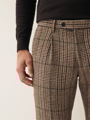 Brown Slim Wool Content Check Suit Trousers - Image 5 of 10