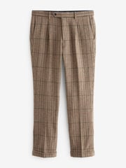 Brown Slim Wool Content Check Suit Trousers - Image 6 of 10