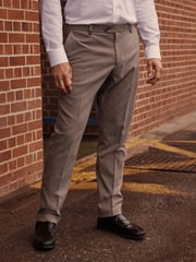 Taupe Natural Herringbone Suit Trousers - Image 1 of 9