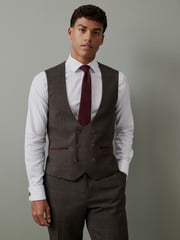 Brown Trimmed Check Suit: Waistcoat - Image 1 of 12