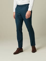 Teal Blue Slim Fit Wool Blend Suit Trousers - Image 1 of 10