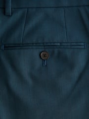 Teal Blue Slim Fit Wool Blend Suit Trousers - Image 8 of 10