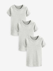 Grey 100% Cotton Short Sleeve Vests 3 Pack (1.5-16yrs) - Image 1 of 3