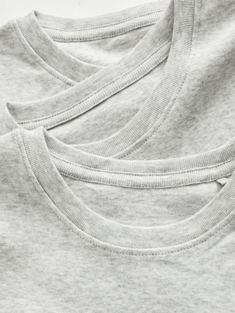 Grey 100% Cotton Short Sleeve Vests 3 Pack (1.5-16yrs) - Image 3 of 3