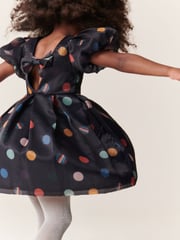 Paul Smith Junior Girls Navy Occasion 'Artist Stripe' Polka Dot Dress - Image 2 of 7