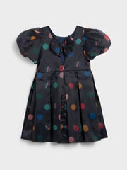 Paul Smith Junior Girls Navy Occasion 'Artist Stripe' Polka Dot Dress - Image 4 of 7