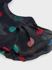 Paul Smith Junior Girls Navy Occasion 'Artist Stripe' Polka Dot Dress - Image 6 of 7