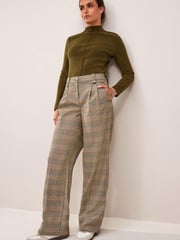 Neutral Check Tailored Wide Trousers - Image 1 of 7