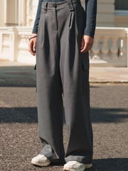 Grey Tailored Wide Trousers - Image 2 of 6