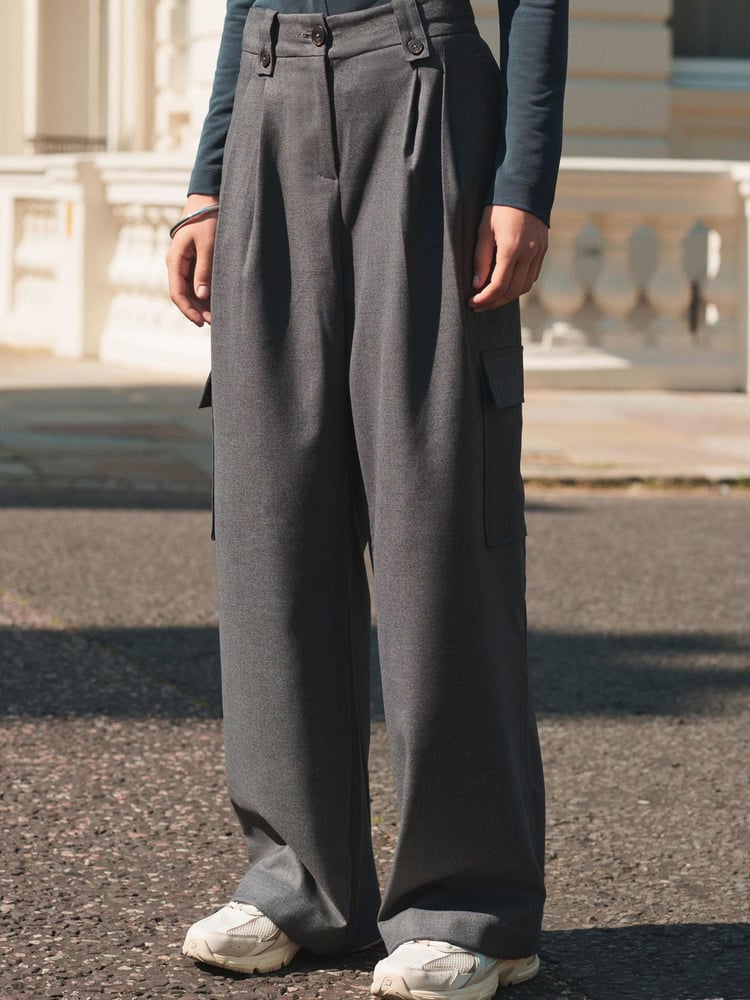 Grey Tailored Wide Trousers - Image 2 of 6