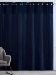 Navy Blue Velvet Quilted Hamilton Blackout/Thermal Eyelet Curtains - Image 3 of 6