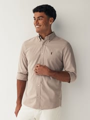 Natural 100% Cotton Stripe Long Sleeve Oxford Shirt - Image 1 of 8