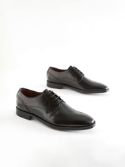 Black Signature Leather Derby Shoes - Image 2 of 7