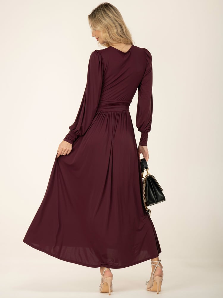 Jolie Moi Red Rashelle Jersey Long Sleeve Maxi Dress - Image 1 of 3