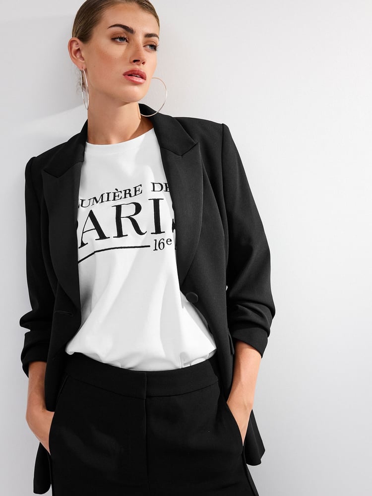 Black Tailored Crepe Single Breasted Blazer - Image 2 of 6