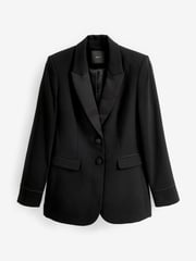 Black Tailored Crepe Single Breasted Blazer - Image 6 of 6