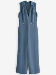 Blue Tailored Crepe Sleeveless Jumpsuit - Image 5 of 6