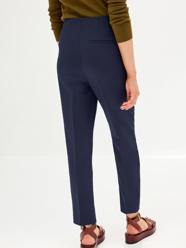 Navy Tailored Button Detail Taper Trousers - Image 1 of 6