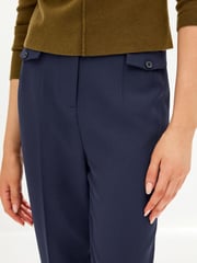 Navy Tailored Button Detail Taper Trousers - Image 4 of 6