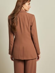 Copper Brown Tailored Crepe Single Breasted Blazer - Image 3 of 6