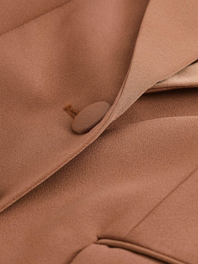 Copper Brown Tailored Crepe Single Breasted Blazer - Image 6 of 6