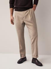 Stone Relaxed Tapered Stretch Smart Trousers - Image 1 of 8