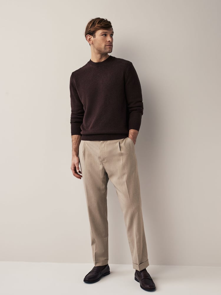 Stone Relaxed Tapered Stretch Smart Trousers - Image 2 of 8