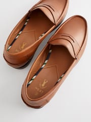 Tan Brown Wide Fit Leather Penny Loafers - Image 4 of 6