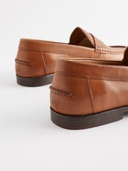 Tan Brown Wide Fit Leather Penny Loafers - Image 5 of 6