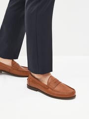 Tan Brown Wide Fit Leather Penny Loafers - Image 6 of 6