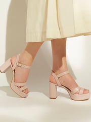 Dune London Nude Molten Sandals - Image 1 of 7