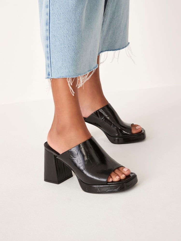 Black Forever Comfort® Platform Mules - Image 1 of 10 Black Forever Comfort® Platform Mules - Image 1 of 10
