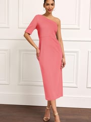 Pink Ponte One Shoulder Midi Dress - Image 1 of 5