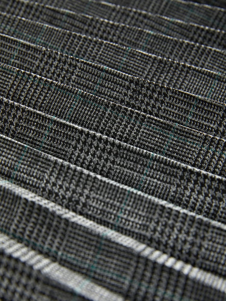 Grey Check Pleated Long Sleeve Midi Dress - Image 5 of 5