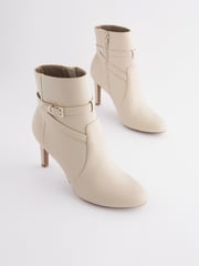 Cream Regular/Wide Fit Forever Comfort® Buckle Detail Heeled Ankle Boots - Image 3 of 7