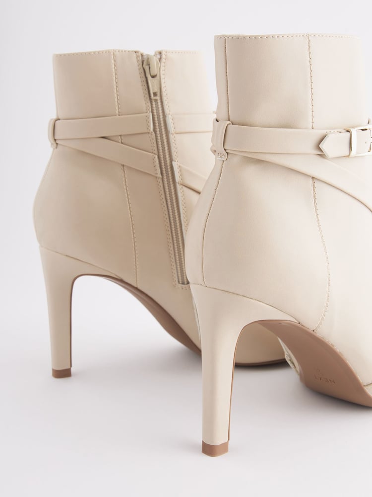 Cream Regular/Wide Fit Forever Comfort® Buckle Detail Heeled Ankle Boots - Image 7 of 7